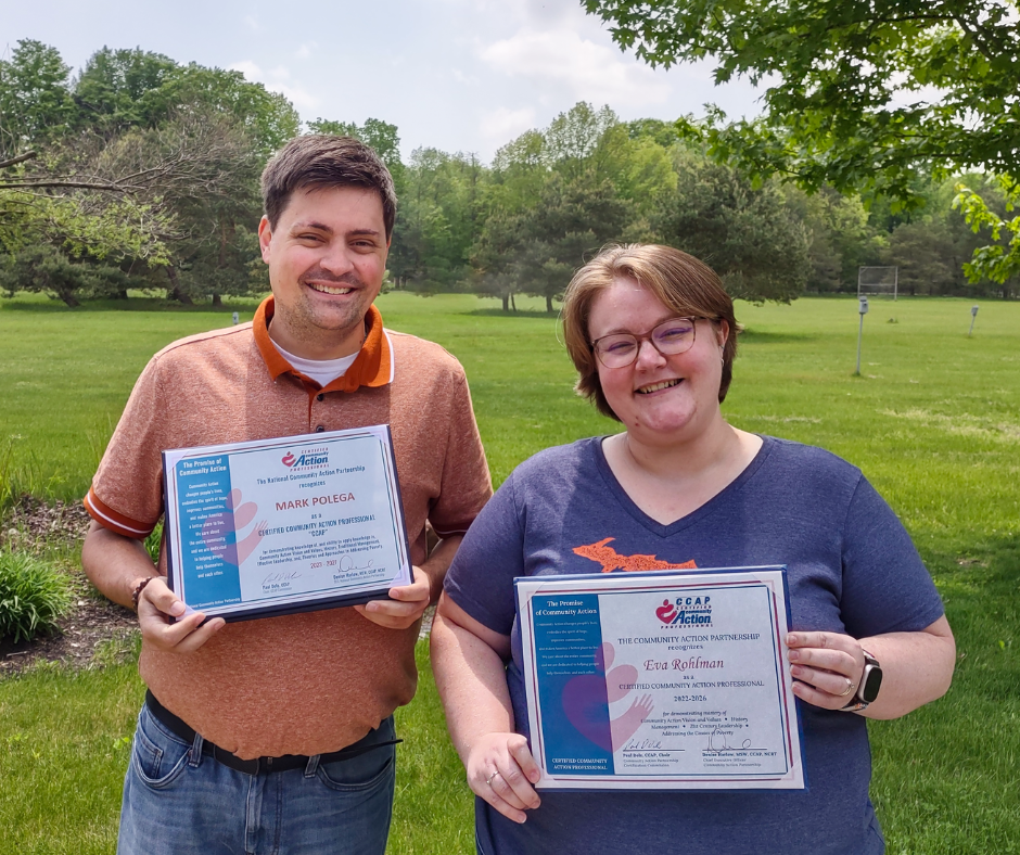 Mark (left) and Eva (right) with their CCAP certificates
