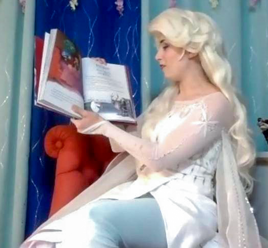 The Ice Queen of Family Fun Princesses reads to Early Head Start and Head Start families